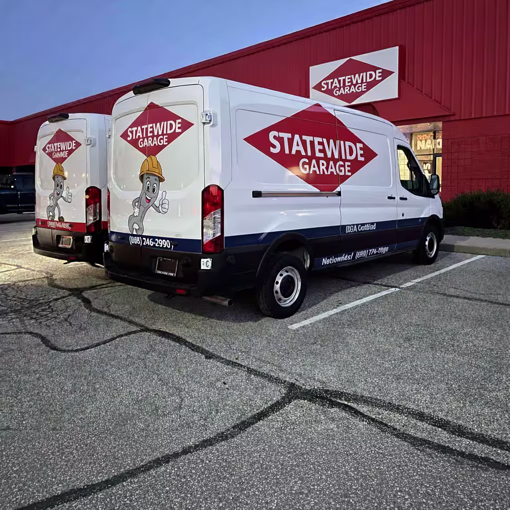 Happy family with Statewide Garage Door Services technician